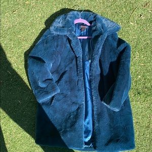 Christian Siriano Blue Faux Fur Coat